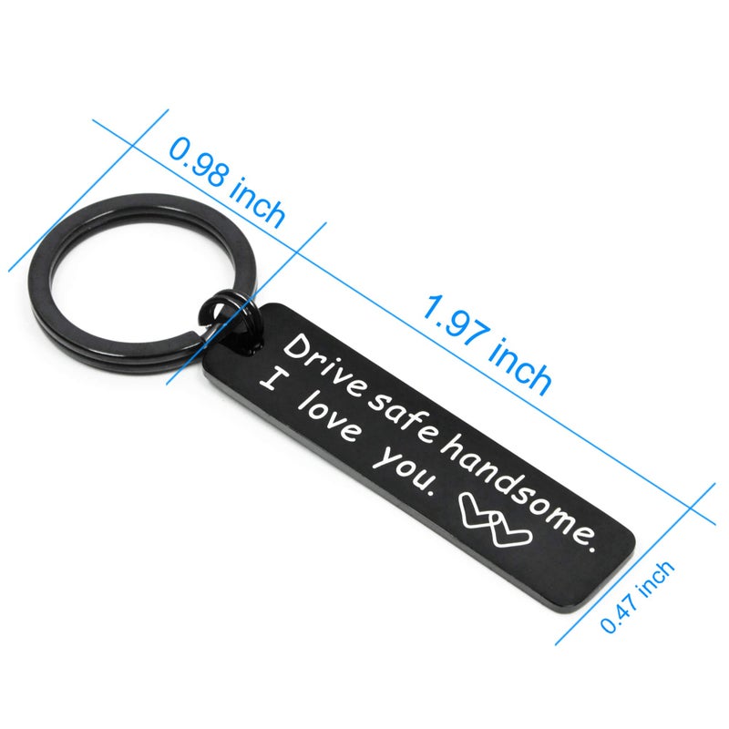 Elechobby Drive Safe Keychain I Need You Here With Me Gifts for Husband Dad Boyfriend Gifts Valentines Day Father's day BirthdayGift (Black I love you B) - Image 3